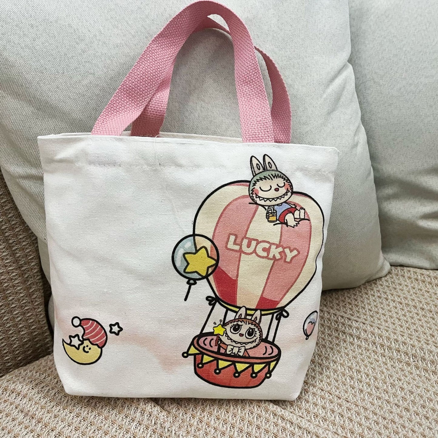 Adorable Labubu Canvas Shoulder  Tote Bag
