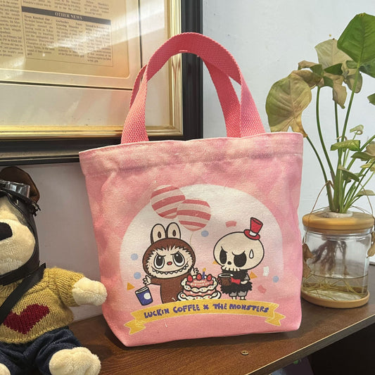 Adorable Labubu Canvas Shoulder  Tote Bag