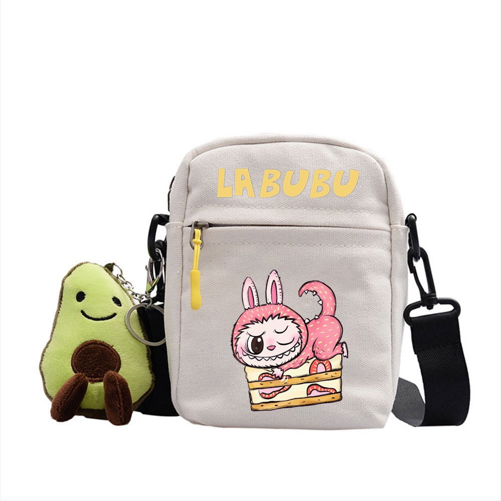 Adorable Labubu Canvas Crossbody Tote Bag