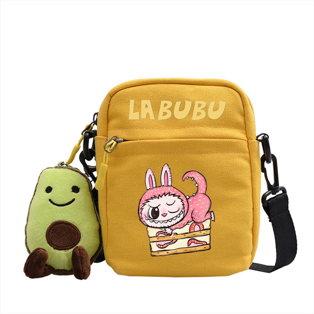 Adorable Labubu Canvas Crossbody Tote Bag