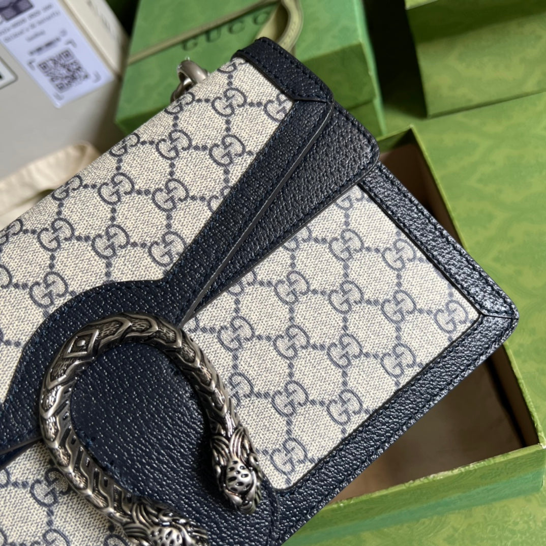 luxury Dionysus GG Supreme Beige and Blue - 28x18x9cm