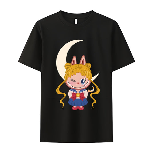Sailor Moon Labubu The Monsters Crew Neck krótki rękaw