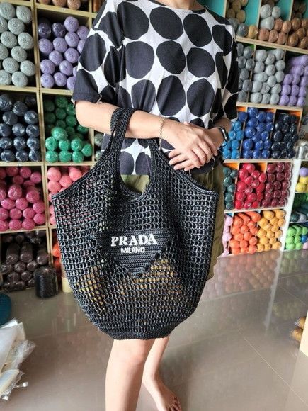 luxury Raffia Tote Bag-Black