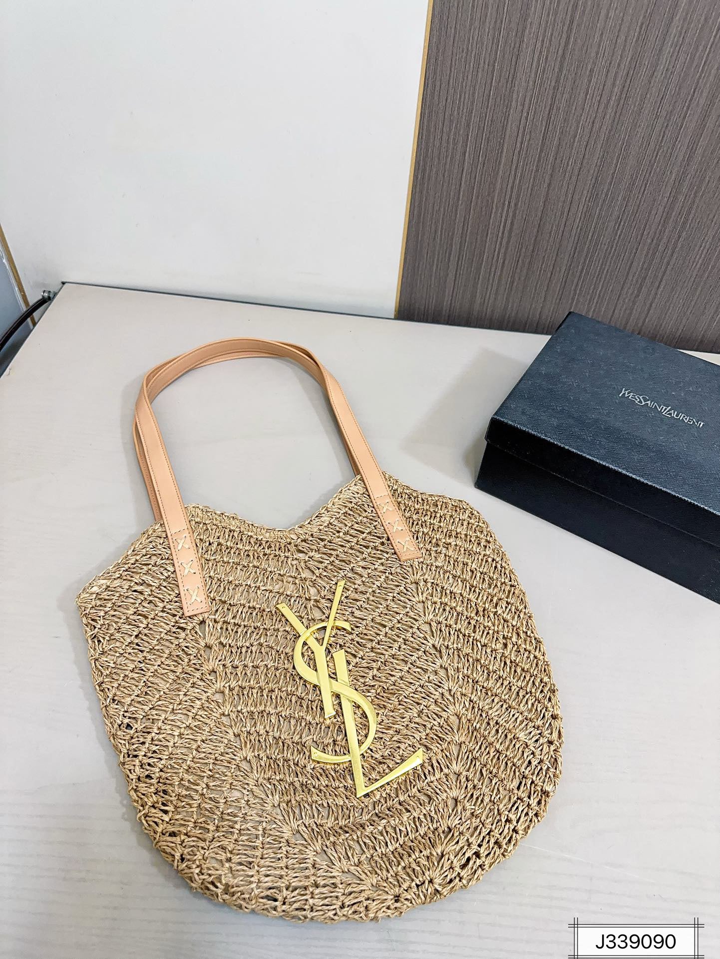luxury SAINT LAURENT Vacation Casual Raffia Woven Tote Bag 35x32cm