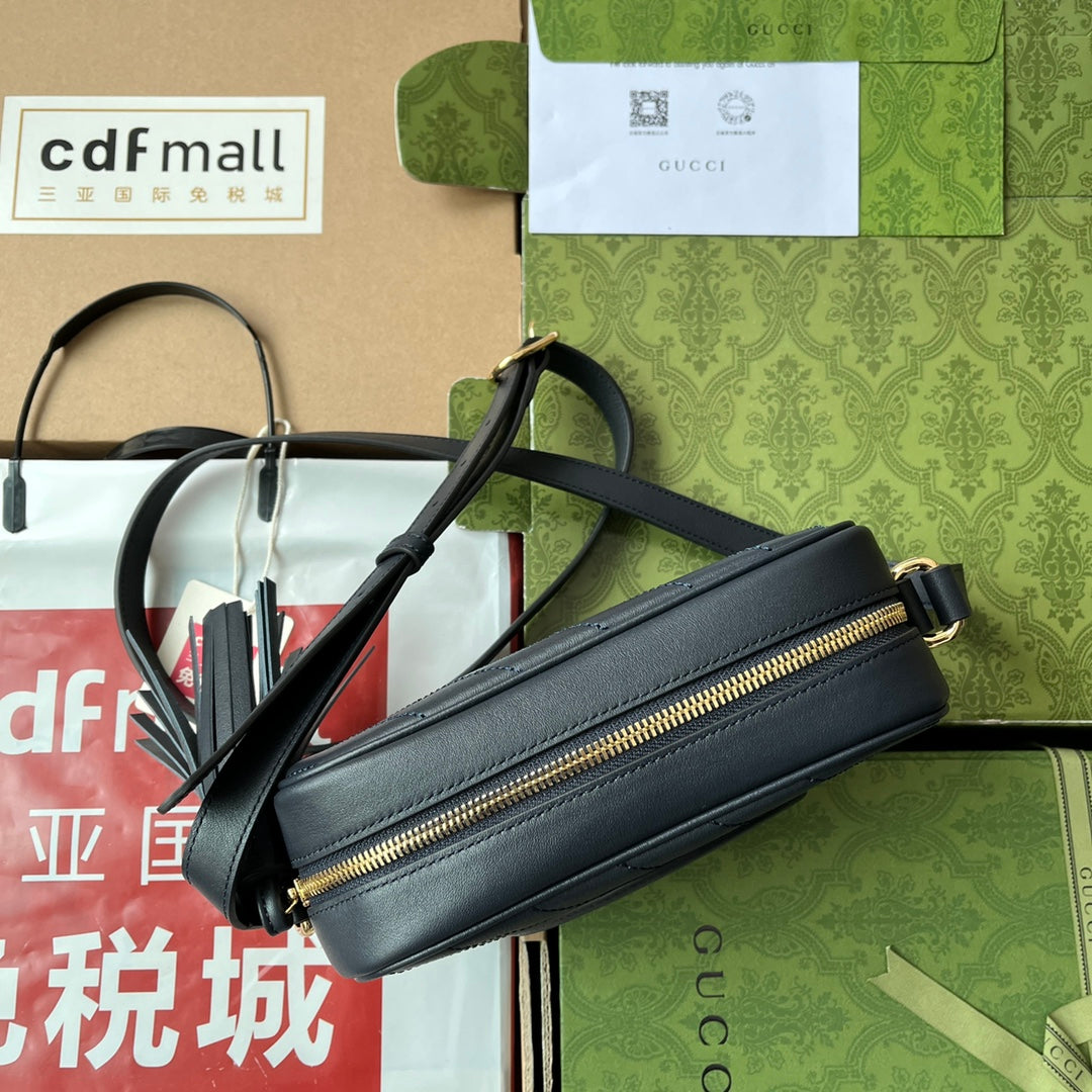 luxury Blondie Small Shoulder Dark Blue Leather Bag - 21x15.5x5cm