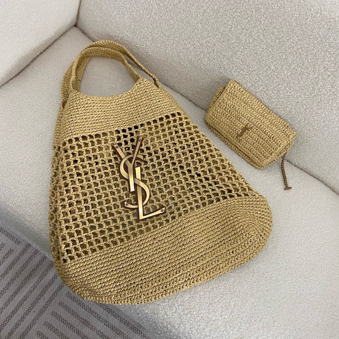 SAINT LAURENT luxury Raffia Icare Tote Bag