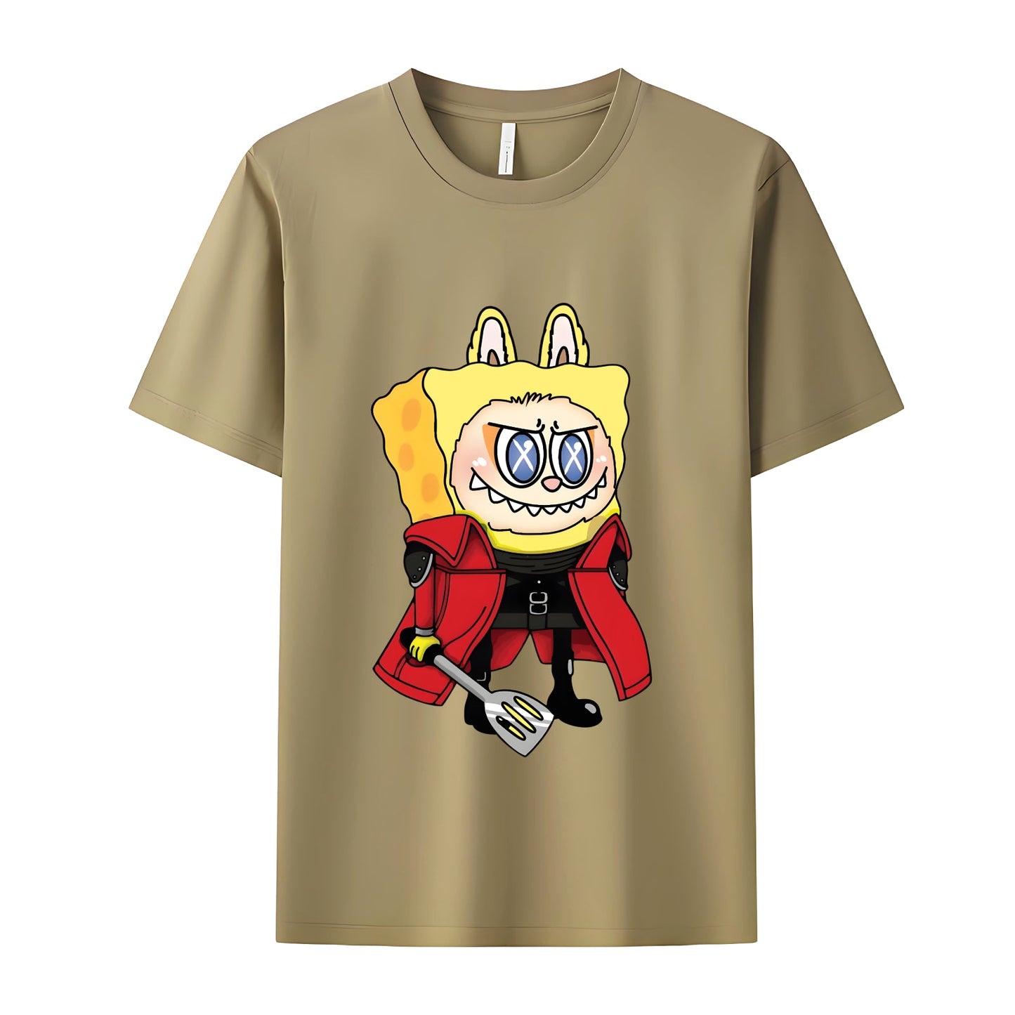 Labubu som SpongeBob Monsters Crew Neck Short Sleeve T-shirt til Labubu Lover Gaver til kæreste