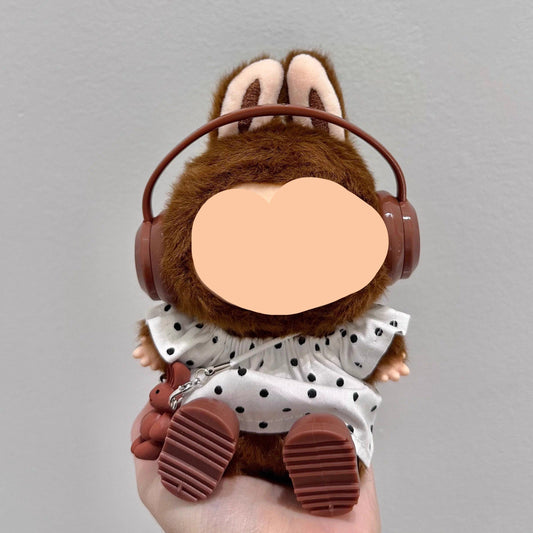 Labubo Outfits White&Black Spotted Shirt + Headphone Labubo Outfit Keychain Labubo Clothing
