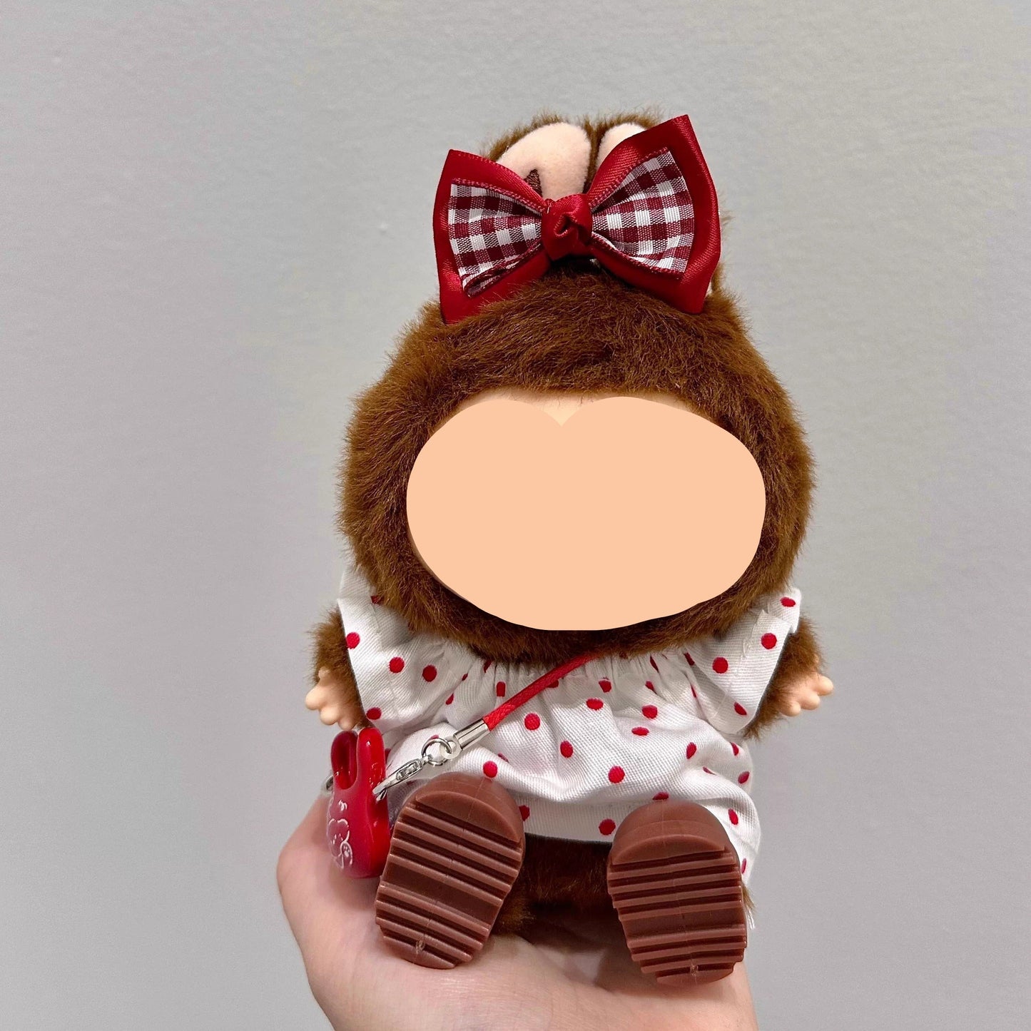 Labubo Outfits White&Red Spotted Shirt + Headphone Labubo Outfit Keychain Labubo Clothing