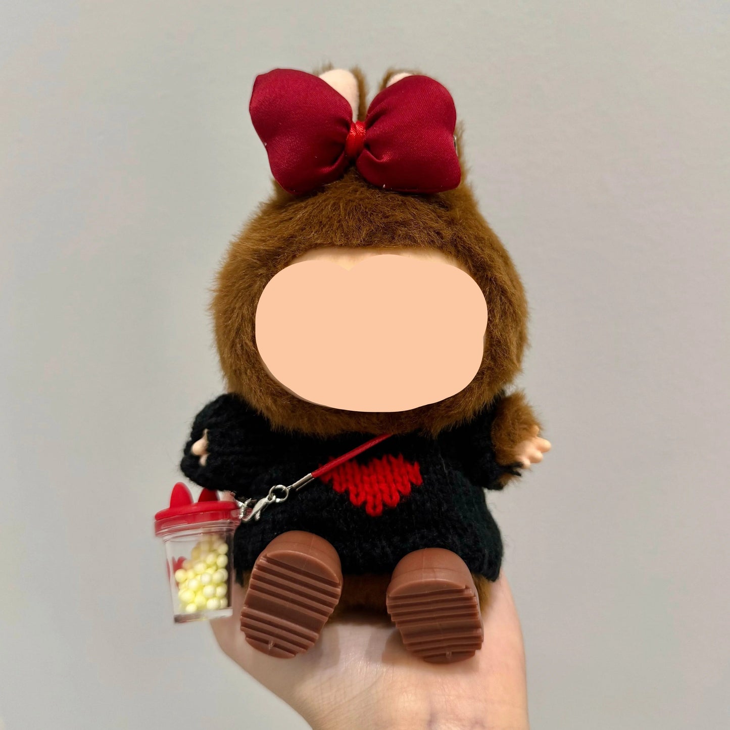 Labubo Outfits Black Sweater + Hairbow Labubo Outfit Keychain Labubo Clothing