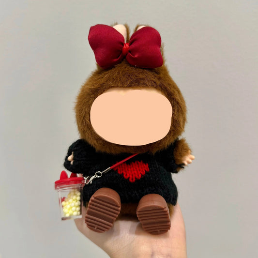 Labubo Outfits Black Sweater + Hairbow Labubo Outfit Keychain Labubo Clothing