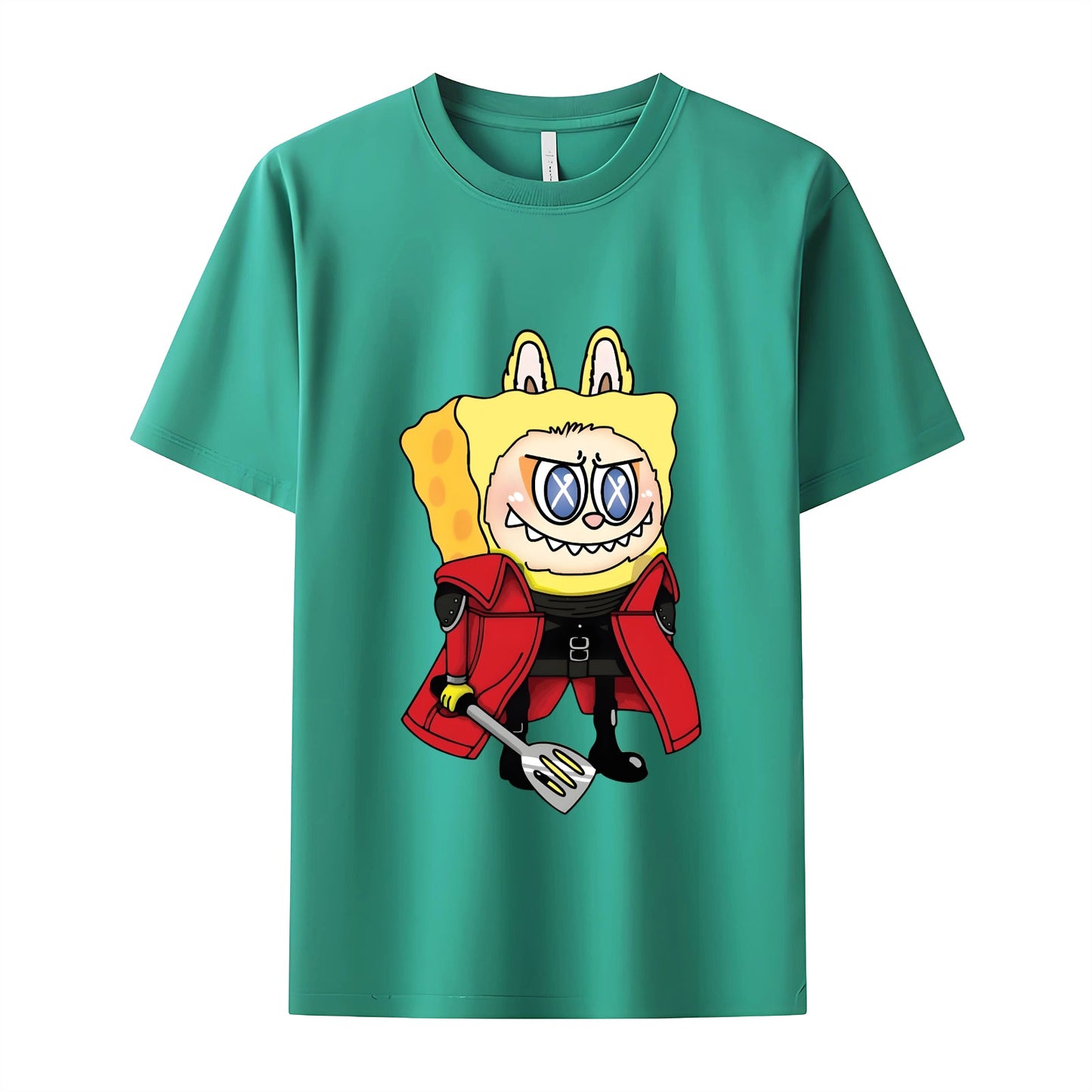 Labubu som SpongeBob Monsters Crew Neck Short Sleeve T-shirt til Labubu Lover Gaver til kæreste