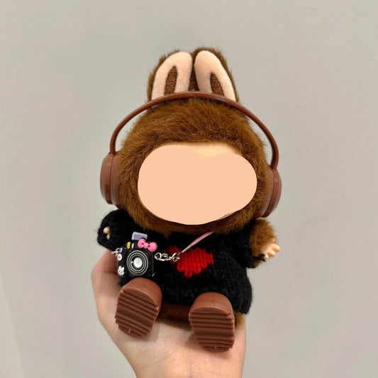 Labubo Outfits Black Sweater + Headphone Labubo Outfit Keychain Labubo Clothing