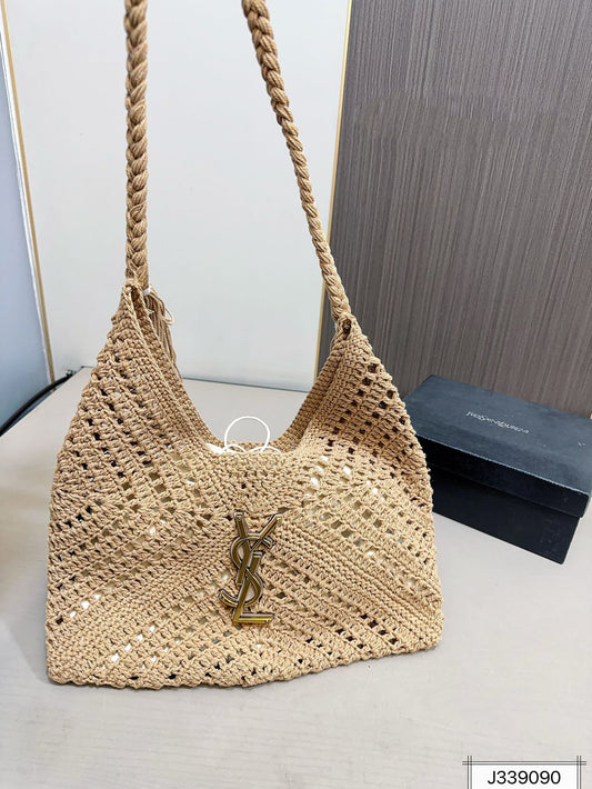 SAINT LAURENT luxury Raffia Tote Bag Beach Casual 37x22cm