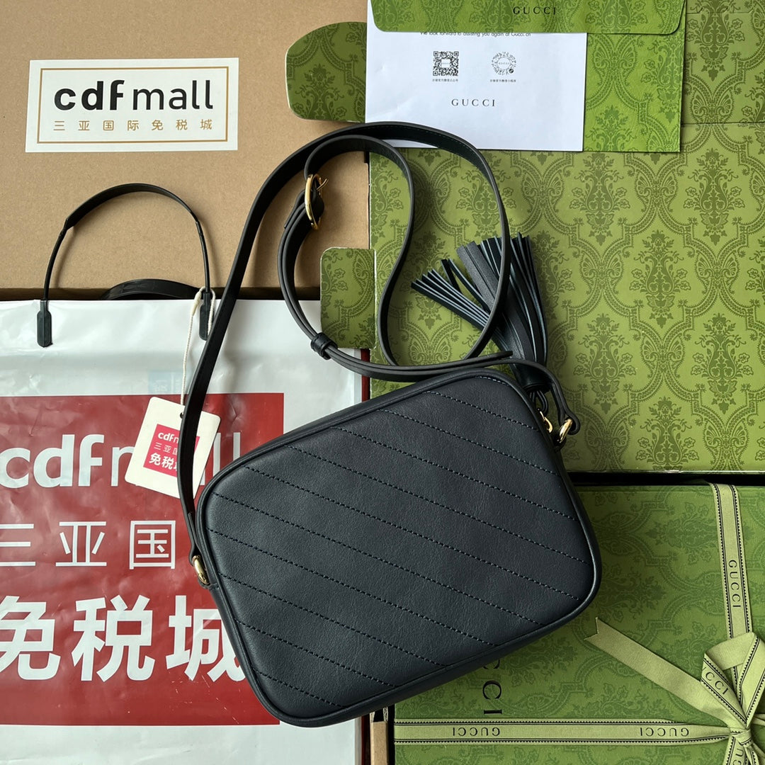 luxury Blondie Small Shoulder Dark Blue Leather Bag - 21x15.5x5cm