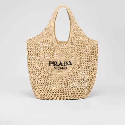 luxury Raffia Tote Bag-Khaki