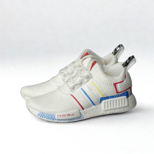 Labubu Miniature NMD Sneakers - White Knit Runner with Multicolor Accents