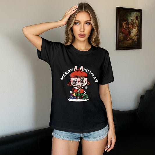 Christmas Labubu Monsters Crew Neck T-shirt til Labubu elsker gaver til kæreste