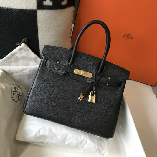luxury Handle Bag 30cm Black