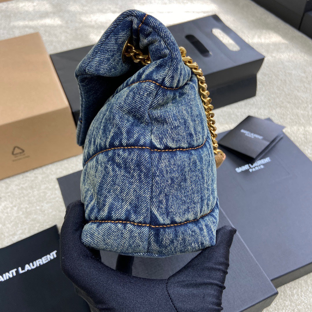 luxury Puffer Denim Bag - 29¡Á17¡Á11cm