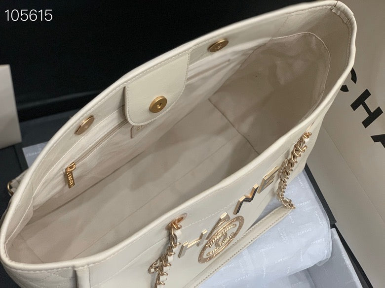 luxury Shopping 40 White Leather 40x31x21cm