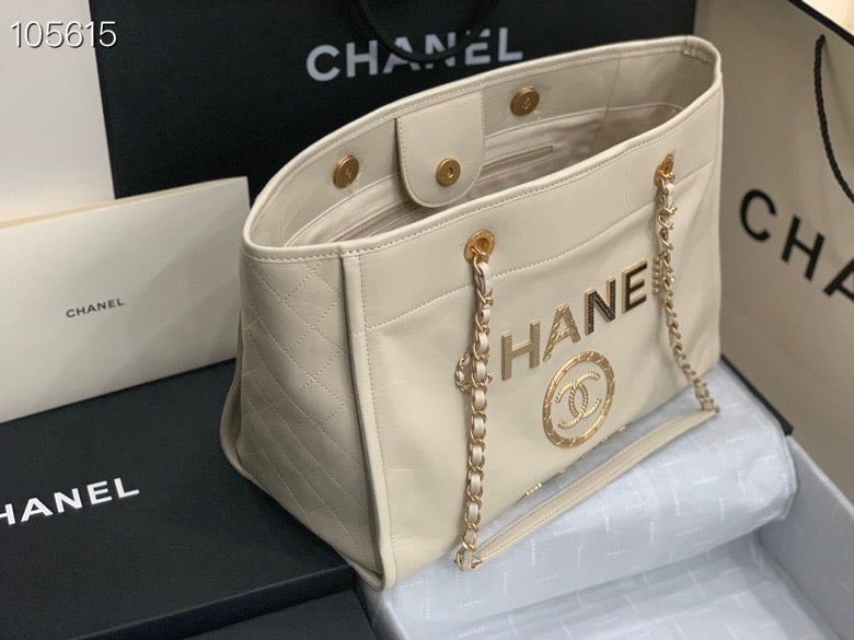 luxury Shopping 40 White Leather 40x31x21cm