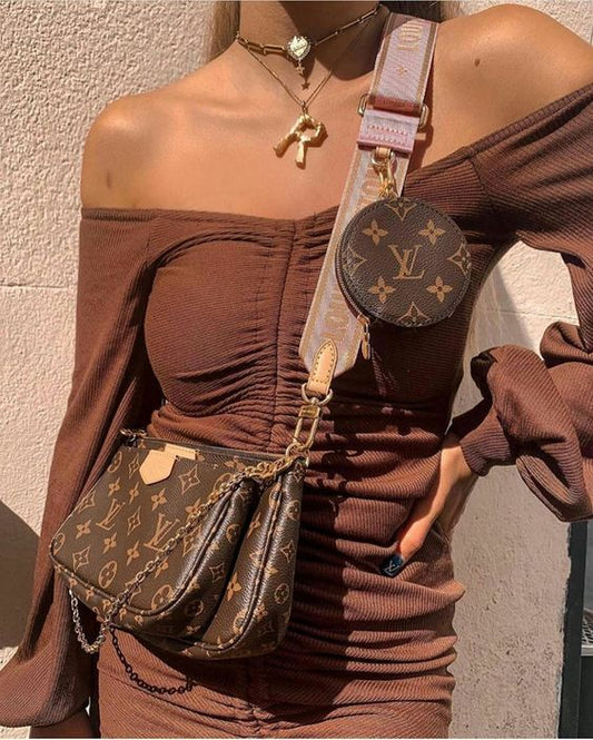Luxury Multi-Pochette Bag in pink