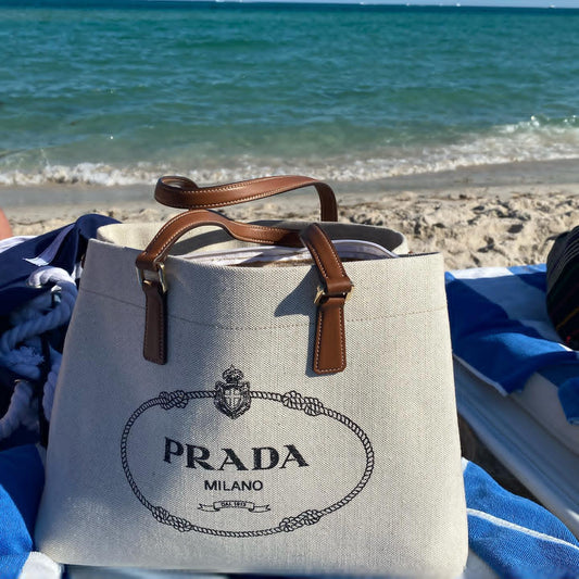luxury logo-print canvas tote bag