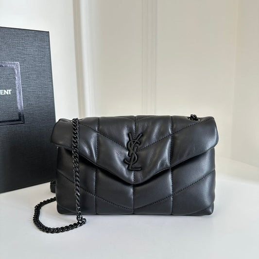 luxury  Loulou Puffer Toy Bag In Quilted Lambskin Black Size 23x15.5x8.5
