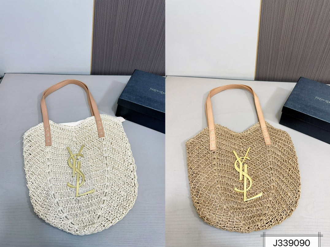 luxury SAINT LAURENT Vacation Casual Raffia Woven Tote Bag 35x32cm