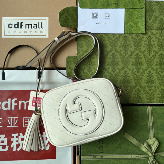 luxury Blondie Small Shoulder White Leather Bag - 21x15.5x5cm