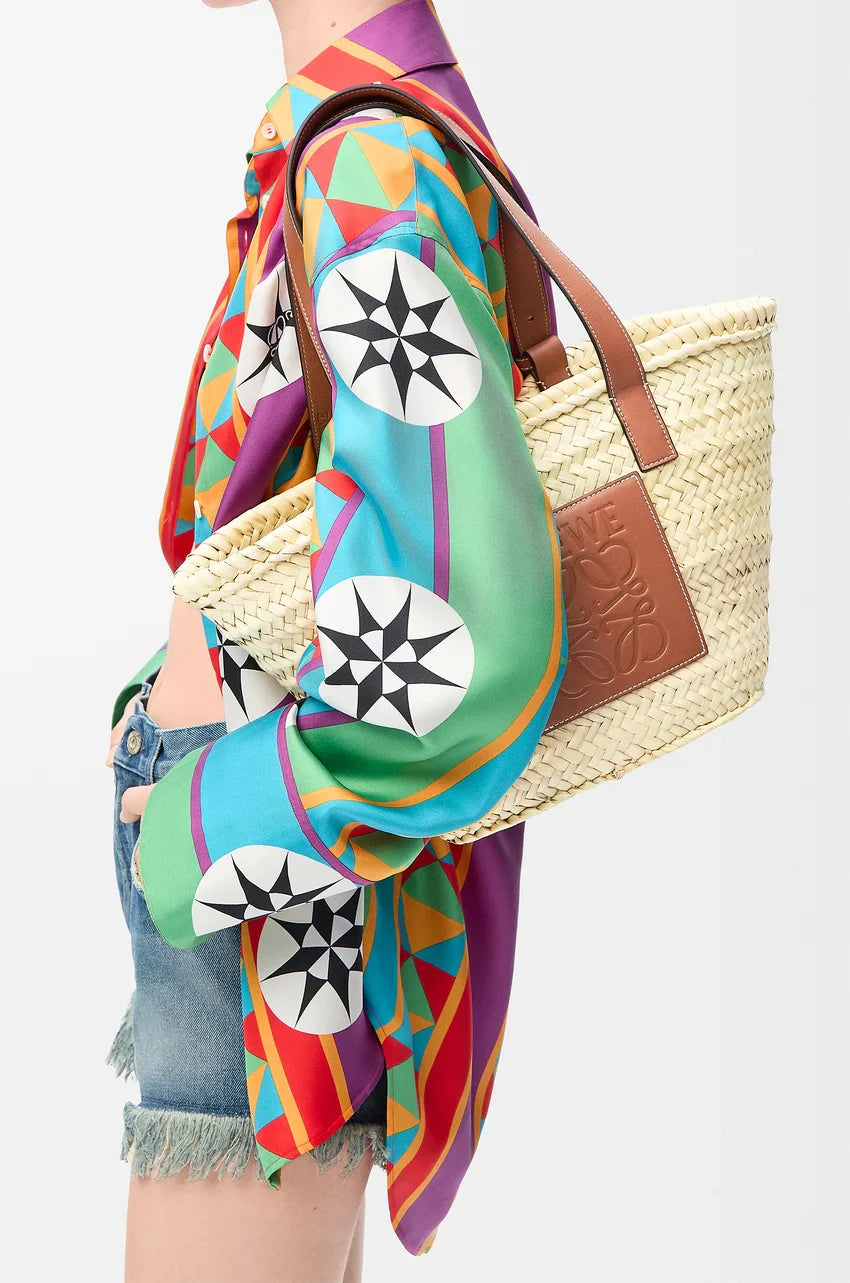 Luxurious Palm Leaf and Natural Tan Basket