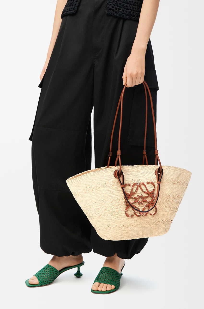 Luxurious Palm Leaf and Natural Tan Basket