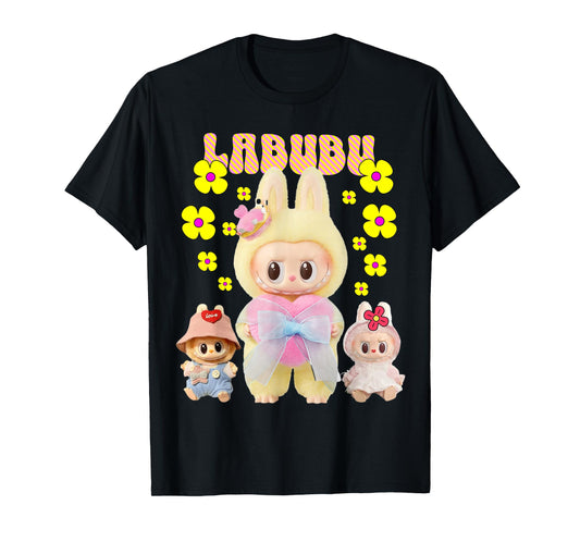The Monsters Crew Neck Kurzarm T-Shirt Geschenk für Labubu-Liebhaber Schwarz