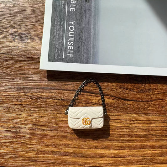 Labubu Mini Quilted Handbag - White with Gold Accent