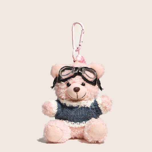 Blue Sweater Pink Aviator Bear Work