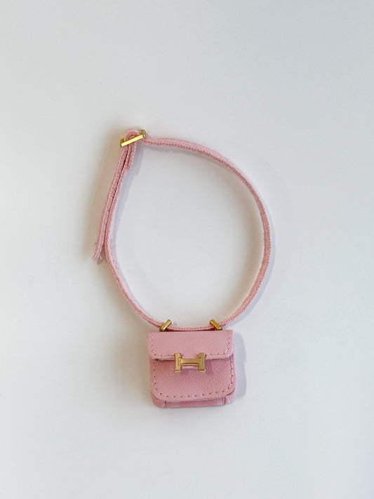 Labubu Mini Micro Flap Crossbody - Pink with Gold Accent