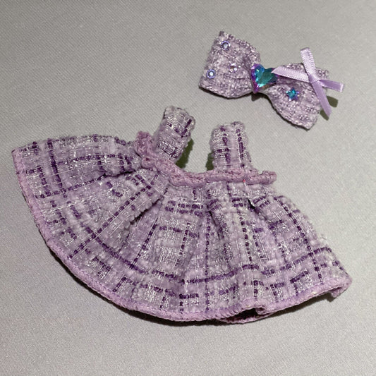 Purple Dress with Hairbow Keychain Labubo Clothes Labubo Clothing Macaron Clothes for Labubo
