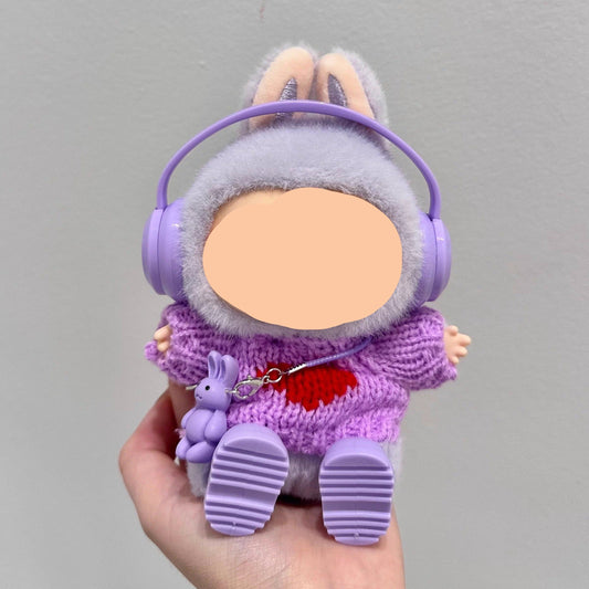 Labubo Clothes Purple Sweater + Headphone Keychain Labubo Clothing Labubo Labubo Doll Clothes