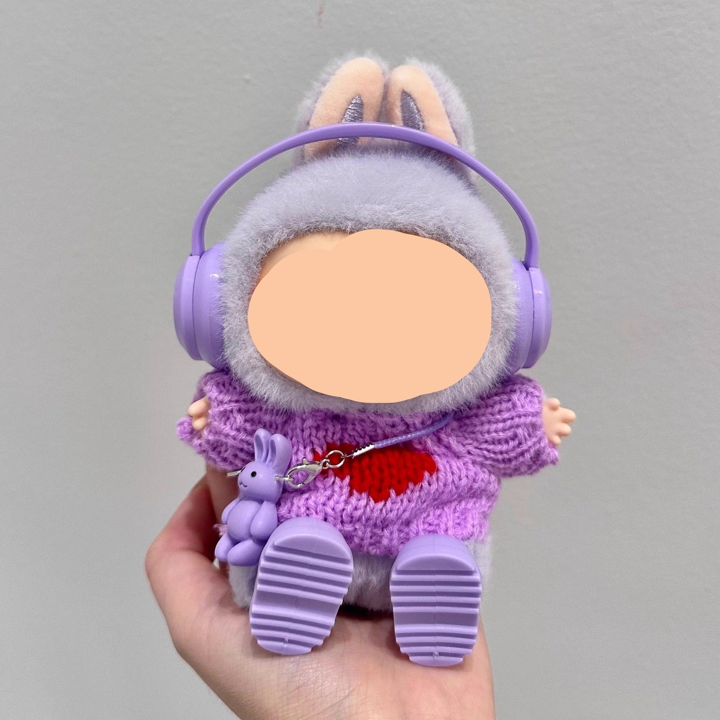 Labubo Clothes Purple Sweater + Hairbow Keychain Labubo Clothing Labubo Labubo Doll Clothes