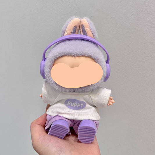 Have A Seat Labubo Outfits Purple Set + Headphone Accessories Fashion Keychain Labubo Clothing Labubo Outfit