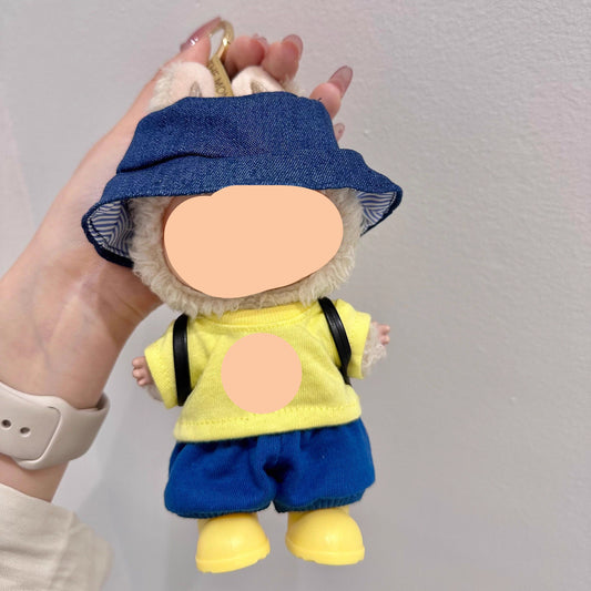 Summer Labubo Outfits Yellow Shirt + Blue Pants Accessories Fashion Labubo Outfit Keychain Labubo Clothing