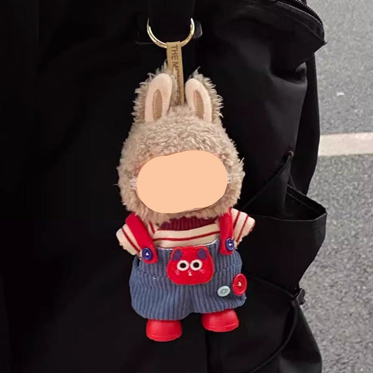Labubo Outfits Red Monster Set Corduroy overalls Labubo Outfit Keychain Labubo Clothing