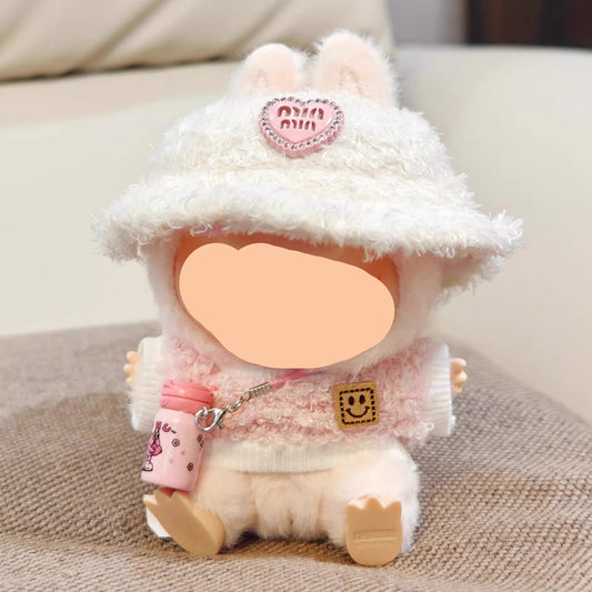 Labubo Outfits Pink Sweater + Winter Hat Fashion Labubo Outfit Keychain Labubo Clothing