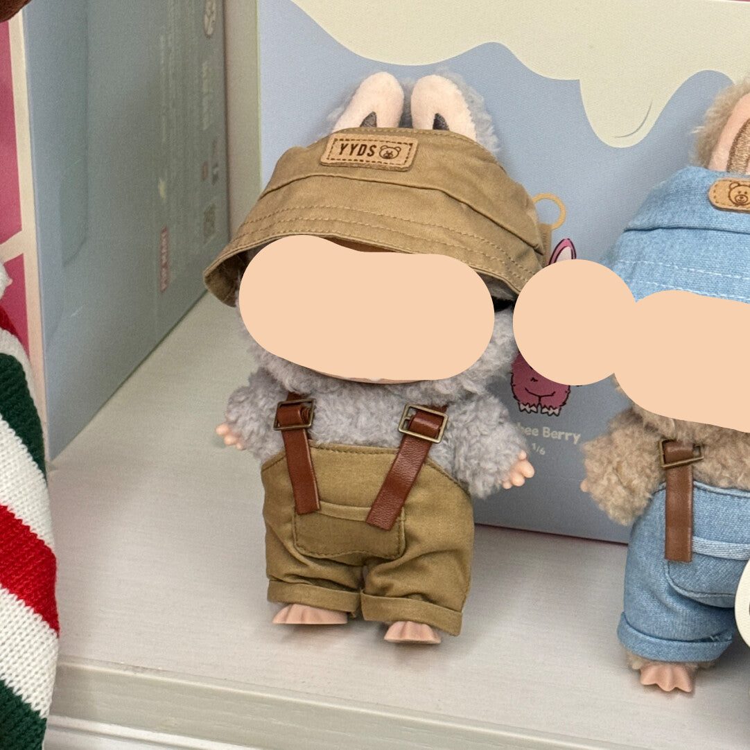 Red Overalls with Hat Keychain Labubo Clothes Have a Seat Labubo Doll Clothes Overalls with Hat 17cm Labubo Clothing