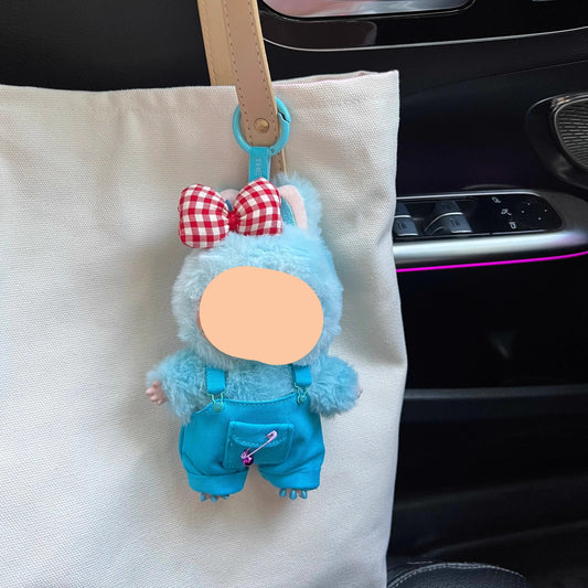 Blue Overalls + Hairbow Labubo Clothes Keychain Labubo Clothing Labubo Keychain Labubo Clothing