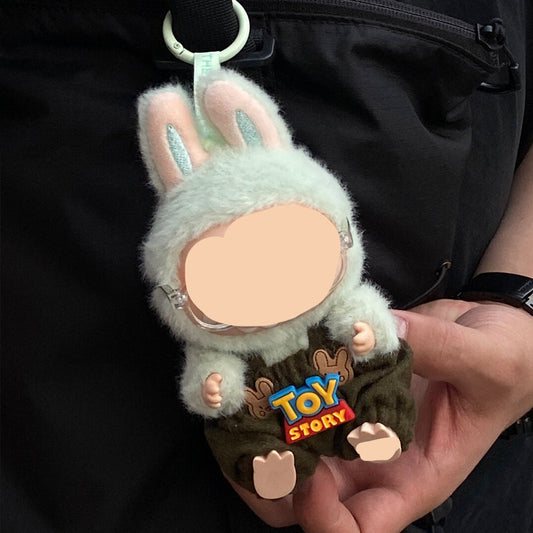 Bear Toy Overalls with Glasses Have a Seat Labubo Doll Clothes Macaron Clothes for Labubo Keychain Labubo Clothes 17cm Labubo Clothing