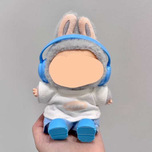 Have A Seat Labubo Outfits Blue Set + Headphone Accessories Fashion Keychain Labubo Clothing Labubo Outfit