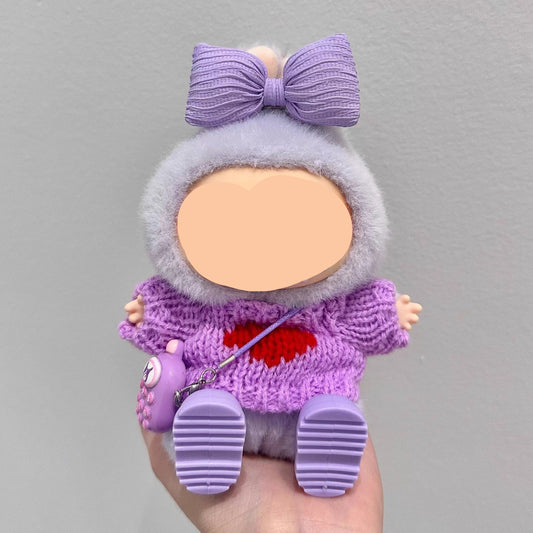 Labubo Clothes Purple Sweater + Hairbow Keychain Labubo Clothing Labubo Labubo Doll Clothes
