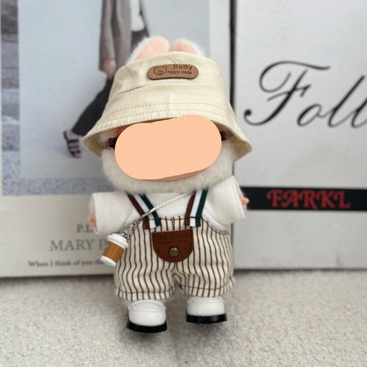 Labubo Outfits Style Striped Overalls with Hat Accessories Fashion Labubo Outfit Keychain Labubo Clothing